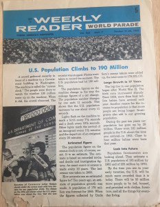 Weekly Reader came into being in 1928, and is still going strong. It was distributed to 5th graders at Wells School. It was like a kiddie version of Newsweek. I first learned about the credit card in the WR! When I read the article, I thought "No way! This is ridiculous! Using a plastic card in place of money?!!" BankAmericard and MasterCharge made were the first major credit cards that I can remember which came out in the mid 1960s. Just look at the marvelous, futurist phones just making their debut.