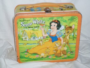 Metal lunch boxes were carried by most students. Girls favored Walt Disney, fairy tale, and TV cartoon characters. By looking at their lunch boxes, you can pretty much tell their personalities! 